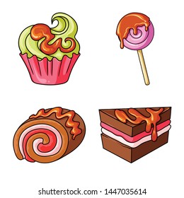 Vector illustration of dessert and sweet logo. Collection of dessert and food vector icon for stock.