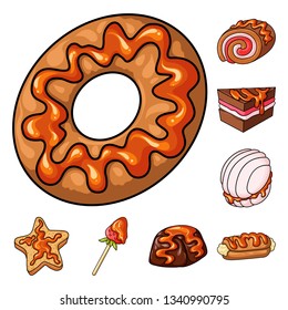 Vector illustration of dessert and sweet sign. Set of dessert and food stock symbol for web.