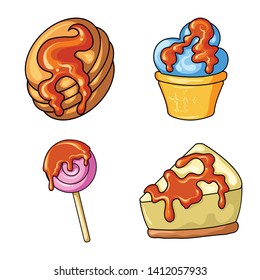 Vector illustration of dessert and sweet symbol. Set of dessert and food stock vector illustration.