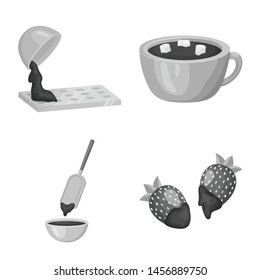 Vector illustration of dessert and sweetness sign. Collection of dessert and product stock symbol for web.