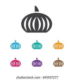 Vector Illustration Of Dessert Symbol On Pumpkin Icon. Premium Quality Isolated Gourd Element In Trendy Flat Style.