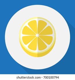Vector Illustration Of Dessert Symbol On Lemon Flat Icon. Premium Quality Isolated Citrus Element In Trendy Flat Style.