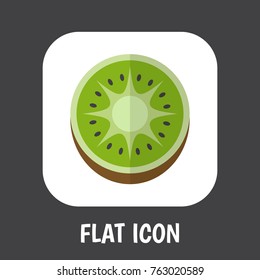 Vector Illustration Of Dessert Symbol On Kiwi Flat Icon. Premium Quality Isolated Exotic Dessert Element In Trendy Flat Style.