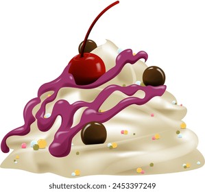 Vector illustration of a dessert with toppings