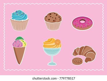 Vector illustration of desserts 