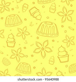 Vector illustration with desserts and cakes