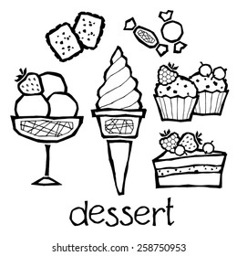 vector illustration of desserts and sweets