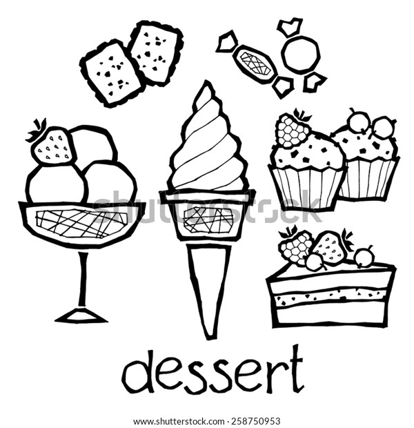 Vector Illustration Desserts Sweets Stock Vektorgrafik Lizenzfrei 258750953