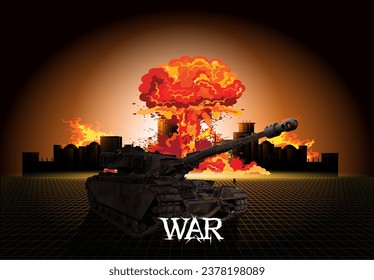 Ejemplo vectorial de la destrucción causada por la guerra nuclear.