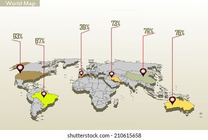 Vector illustration. Detail World Map