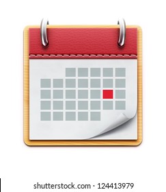 Vector illustration of detailed beautiful calendar icon isolated on white background