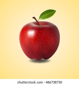 Vector illustration of detailed big shiny red apple