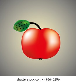 Vector illustration of detailed big shiny green apple