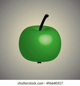 Vector illustration of detailed big shiny green apple