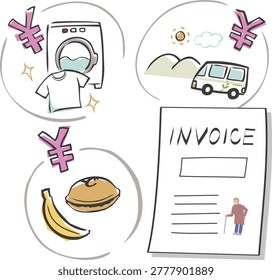 Vector illustration of a detailed billing statement for elderly care facilities.