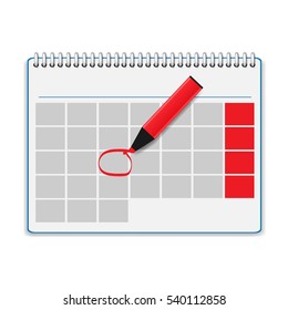 Vector illustration of detailed calendar