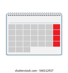 Vector illustration of detailed calendar