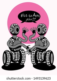 Ilustración vectorial con robots diseñados detallados, archivo móvil y editable, incluye eslogan en inglés