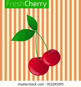 Vector illustration of detailed fresh chery