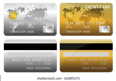 Vector illustration of detailed glossy credit card isolated on white background 