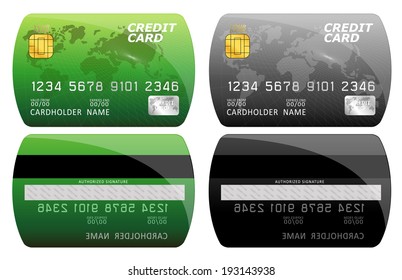 Vector illustration of detailed glossy credit card isolated on white background 