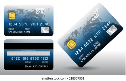 Vector illustration of detailed glossy credit card isolated on white background 