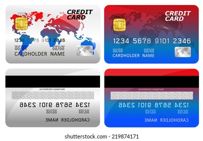 Vector illustration of detailed glossy credit card isolated on white background 