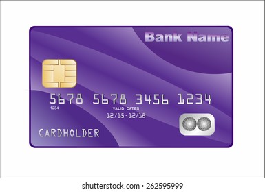 Vector illustration of detailed glossy credit card on white background