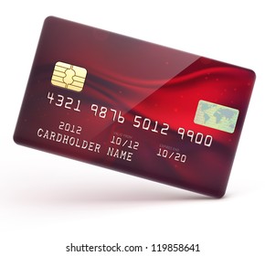 Vector illustration of detailed glossy red credit card isolated on white background - Shutterstock ID 119858641