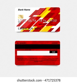 Vector illustration of detailed glossy red credit card isolated on white background