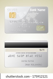 Vector illustration of detailed glossy silver credit card