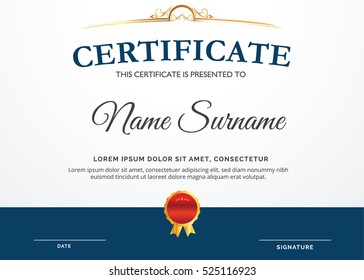 Vector illustration of detailed gold certificate.Vintage retro frame certificate background design template, gold detailed certificate