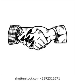 ilustración vectorial de un apretón de manos detallado