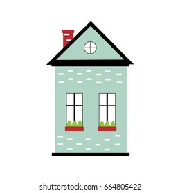 Vector illustration of detailed house. Flat style.