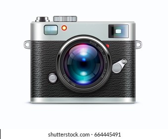 Vector illustration of detailed icon representing retro style camera