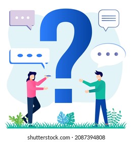 Vector illustration of detailed information with fact check or analytical approach to question and answer concept. Find data about solutions and answers to questions.