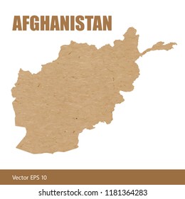 Vector illustration of detailed map of Afghanistan cut out of craft paper or cardboard