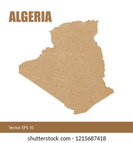 Vector illustration of detailed map of Algeria cut out of craft paper or cardboard