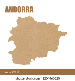 Vector illustration of detailed map of Andorra cut out of craft paper or cardboard