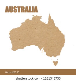 Vector illustration of detailed map of Australia cut out of craft paper or cardboard