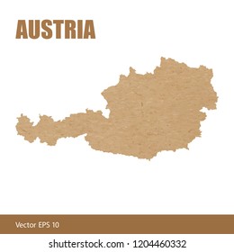 Vector illustration of detailed map of Austria cut out of craft paper or cardboard