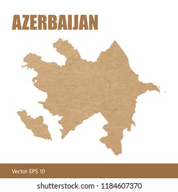 Vector illustration of detailed map of Azerbaijan cut out of craft paper or cardboard
