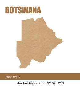 Vector illustration of detailed map of Botswana cut out of craft paper or cardboard