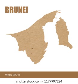 Vector illustration of detailed map of Brunei cut out of craft paper or cardboard