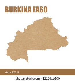 Vector illustration of detailed map of Burkina Faso cut out of craft paper or cardboard