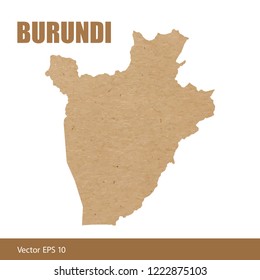 Vector illustration of detailed map of Burundi cut out of craft paper or cardboard