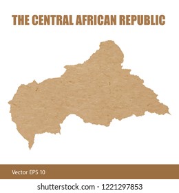 Vector illustration of detailed map of The Central African Republic cut out of craft paper or cardboard