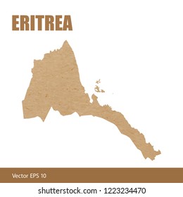 Vector illustration of detailed map of Eritrea cut out of craft paper or cardboard