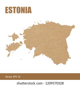 Vector illustration of detailed map of Estonia cut out of craft paper or cardboard