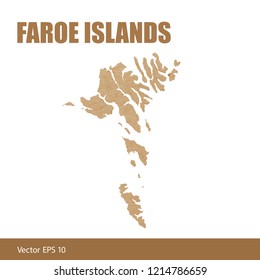 Vector illustration of detailed map of The Faroe Islands cut out of craft paper or cardboard